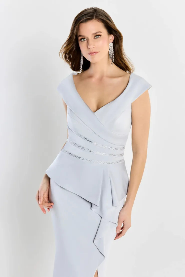 Formal Dresses Long Fit Peplum Formal Evening Dress  Ice Gray