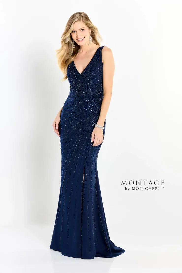 Formal Dresses Sequin Long Matte Formal Dress Navy Blue
