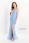 Formal Dresses Long Sequin High Slit Formal Dress Light Blue