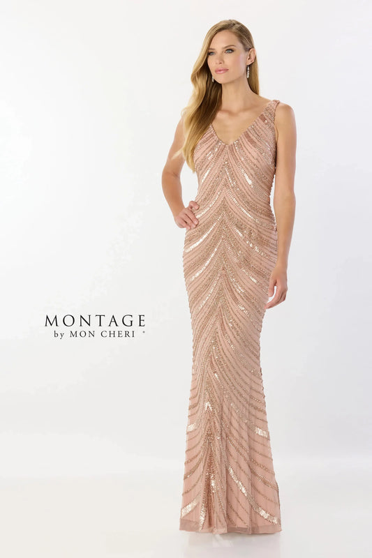 Formal Dresses Long Fitted Sequin Detachable Sleeve Formal Dress Rose Gold