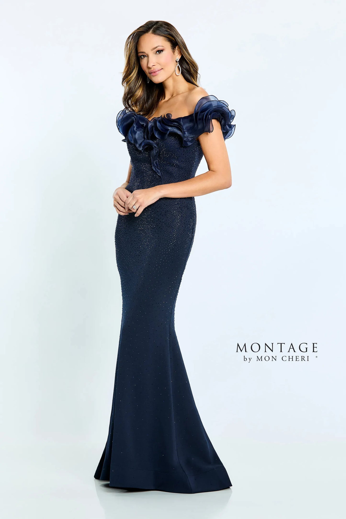 Formal Dresses Mermaid Long Formal Beaded Dress Navy Blue