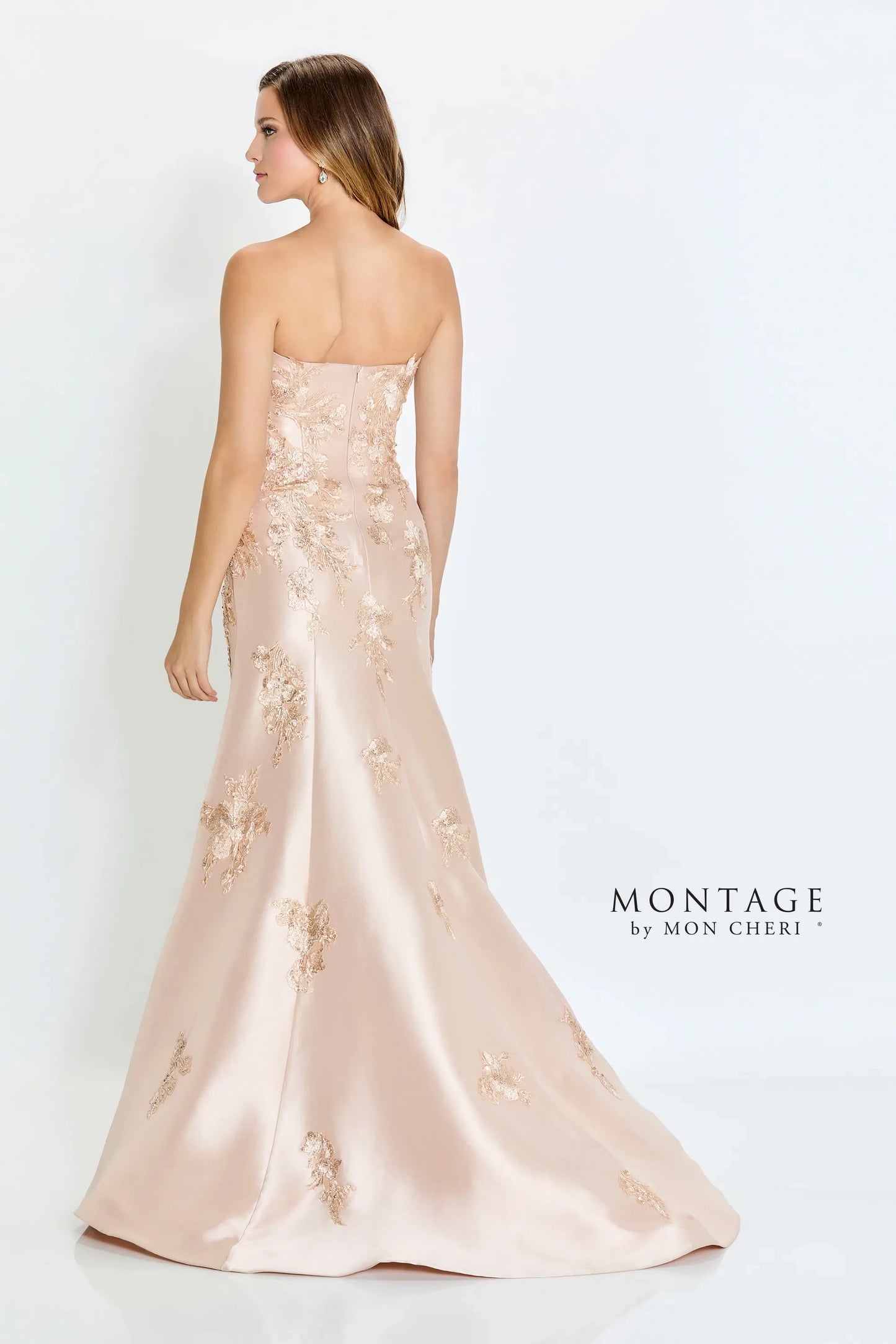 Formal Dresses Long Formal Beaded Floral Evening Dress Rose Gold