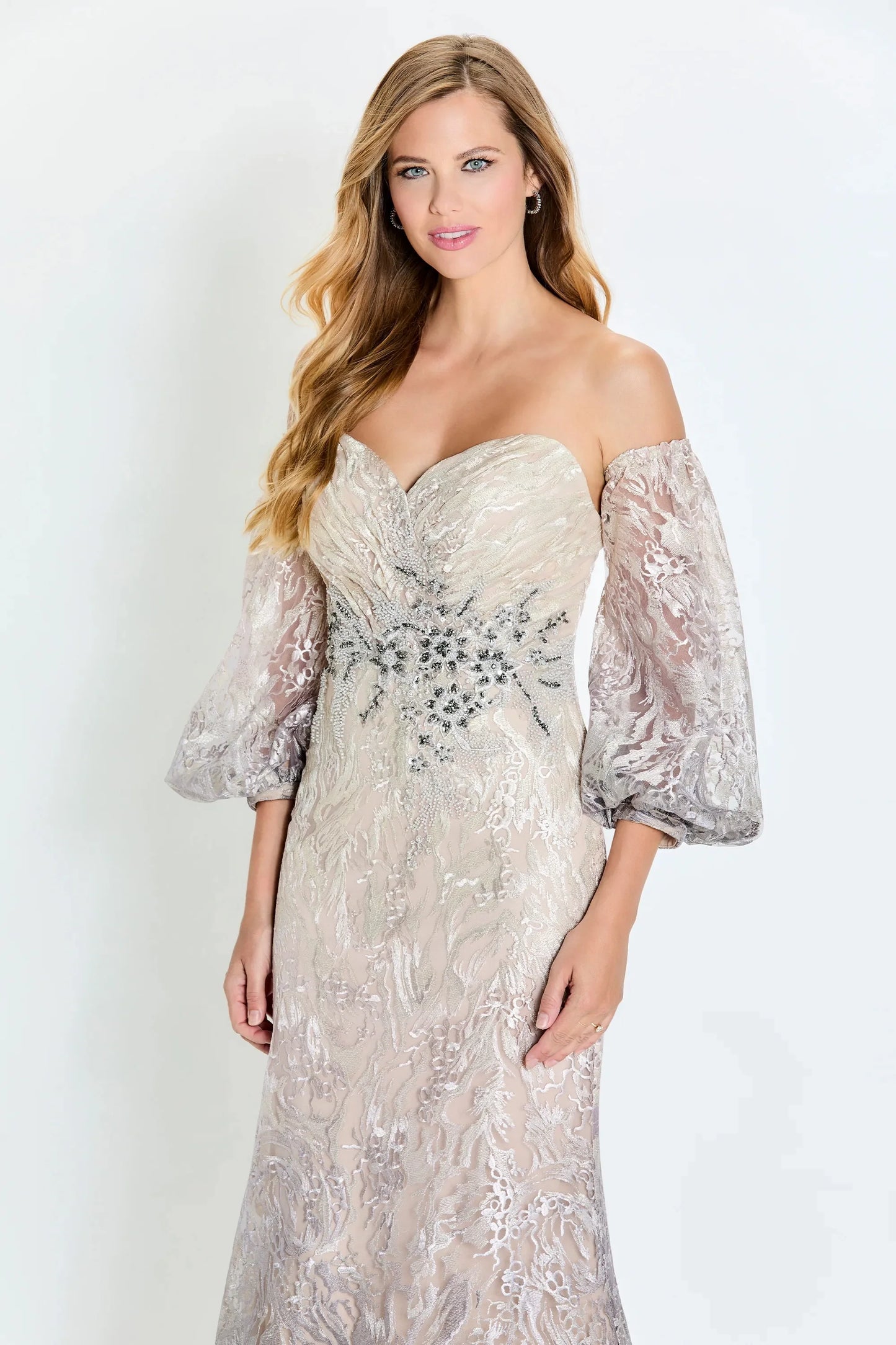 Formal Dresses Long Evening Gown Detachable Sleeve Formal Dress  Taupe/Cocoa