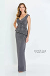Formal Dresses Long Formal Peplum Beaded Evening Dress Charcoal