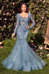 Prom Dresses Glitter Mermaid Long Formal Prom Dress Dusty Blue