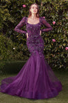 Prom Dresses Glitter Mermaid Long Formal Prom Dress Eggplant