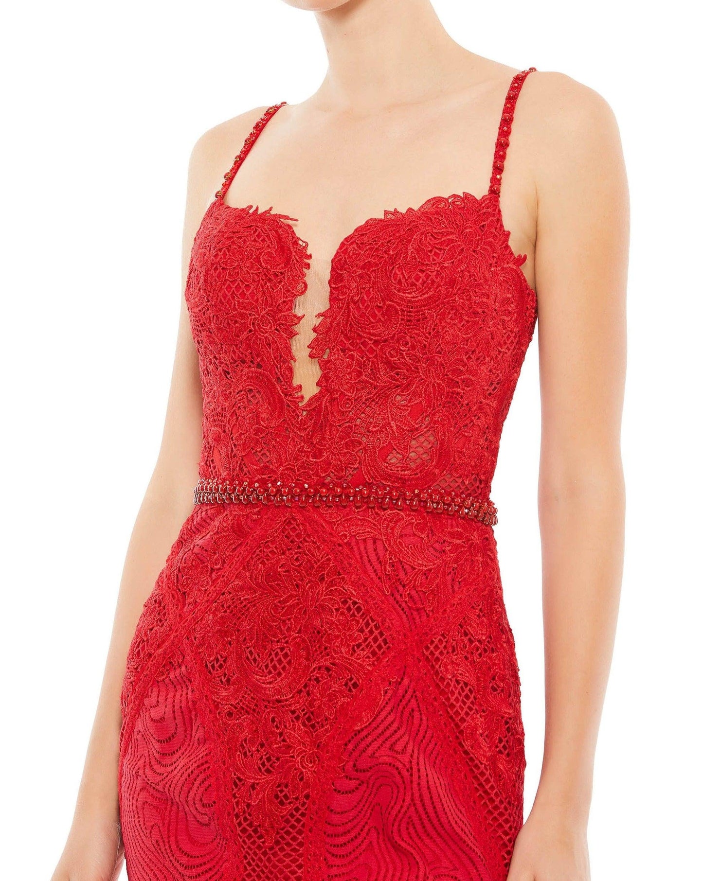 Mac Duggal Prom Long Mermaid Lace Gown 79082R - The Dress Outlet