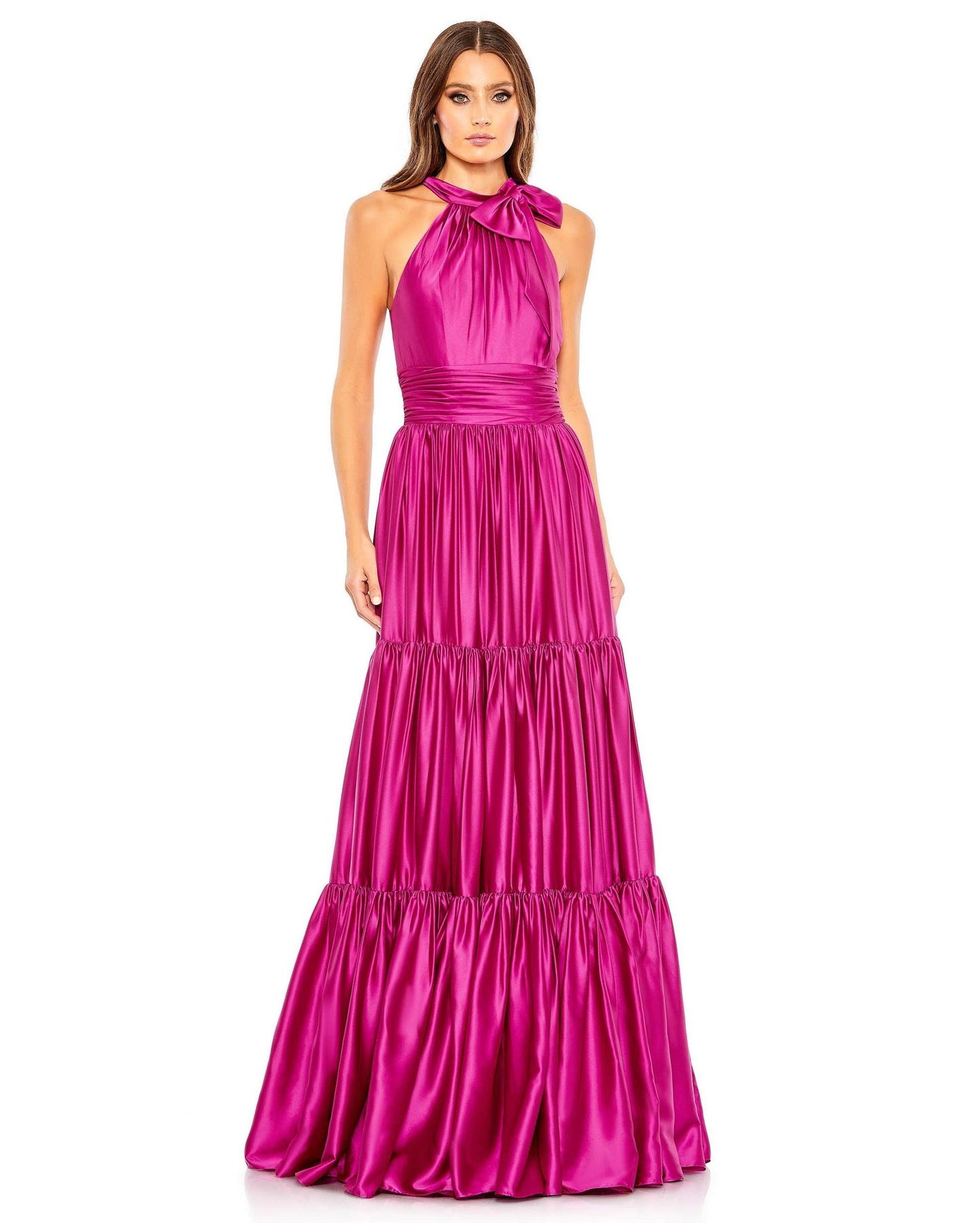 Mac Duggal Halter Long Metallic Dress 50658 - The Dress Outlet