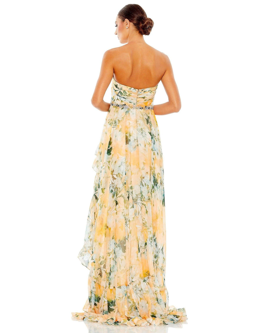 Mac Duggal High Low Floral Print Prom Gown 68117 - The Dress Outlet