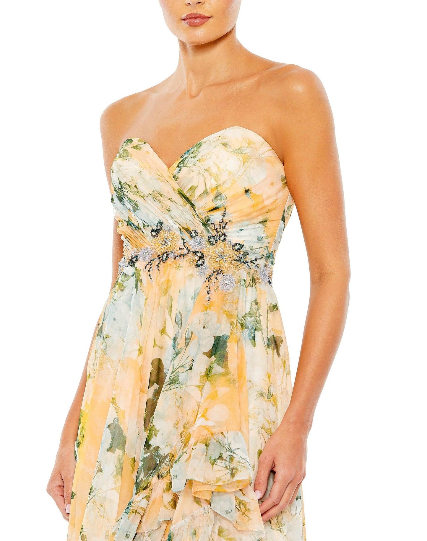 Mac Duggal High Low Floral Print Prom Gown 68117 - The Dress Outlet