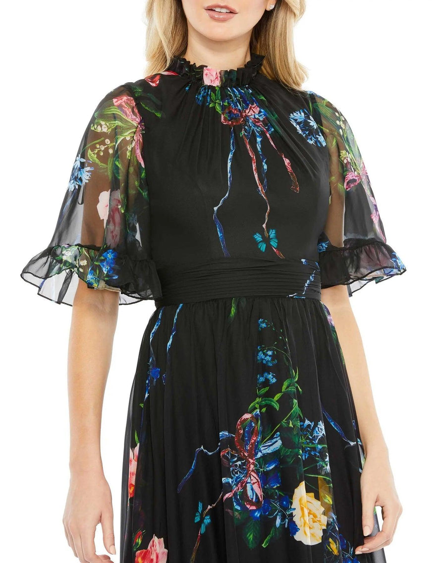 Mac Duggal High Low Formal Print Chiffon Gown 68230 - The Dress Outlet