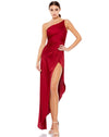 Mac Duggal One Shoulder Hi-Low Draped Charmeuse Dress 55324 - The Dress Outlet