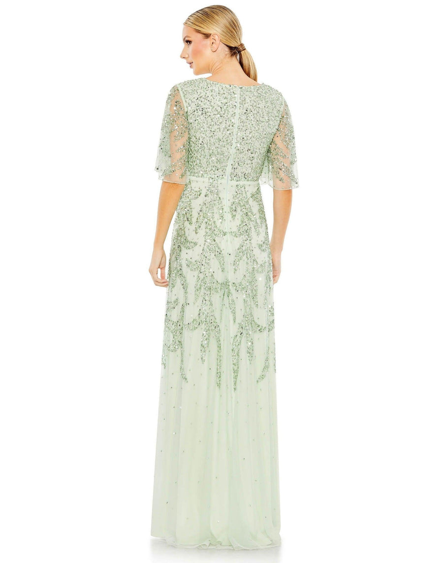 Mac Duggal High Low Short Sleeve Formal Dress 93681 - The Dress Outlet