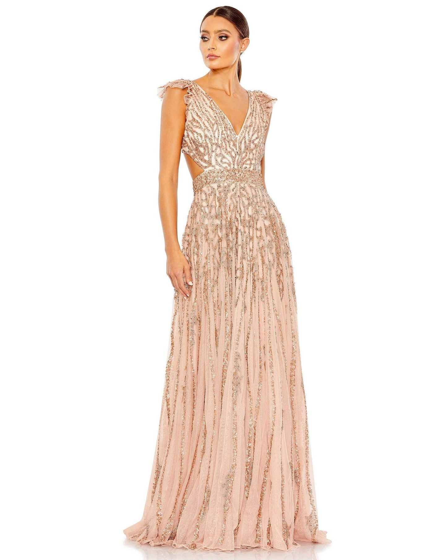 Mac Duggal Long Cap Sleeve Formal Evening Gown 5682 - The Dress Outlet