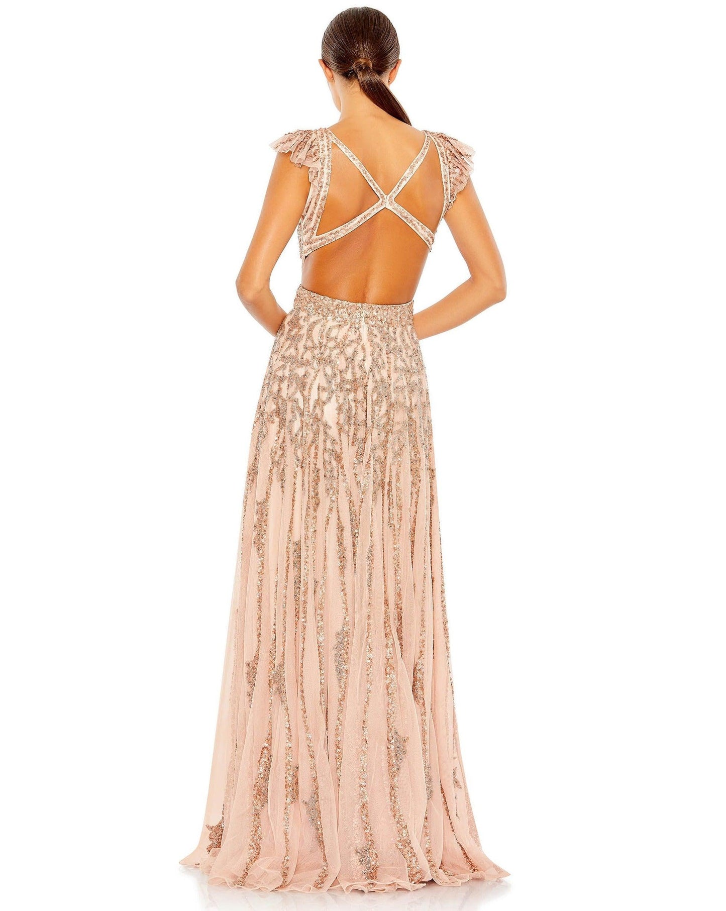 Mac Duggal Long Cap Sleeve Formal Evening Gown 5682 - The Dress Outlet