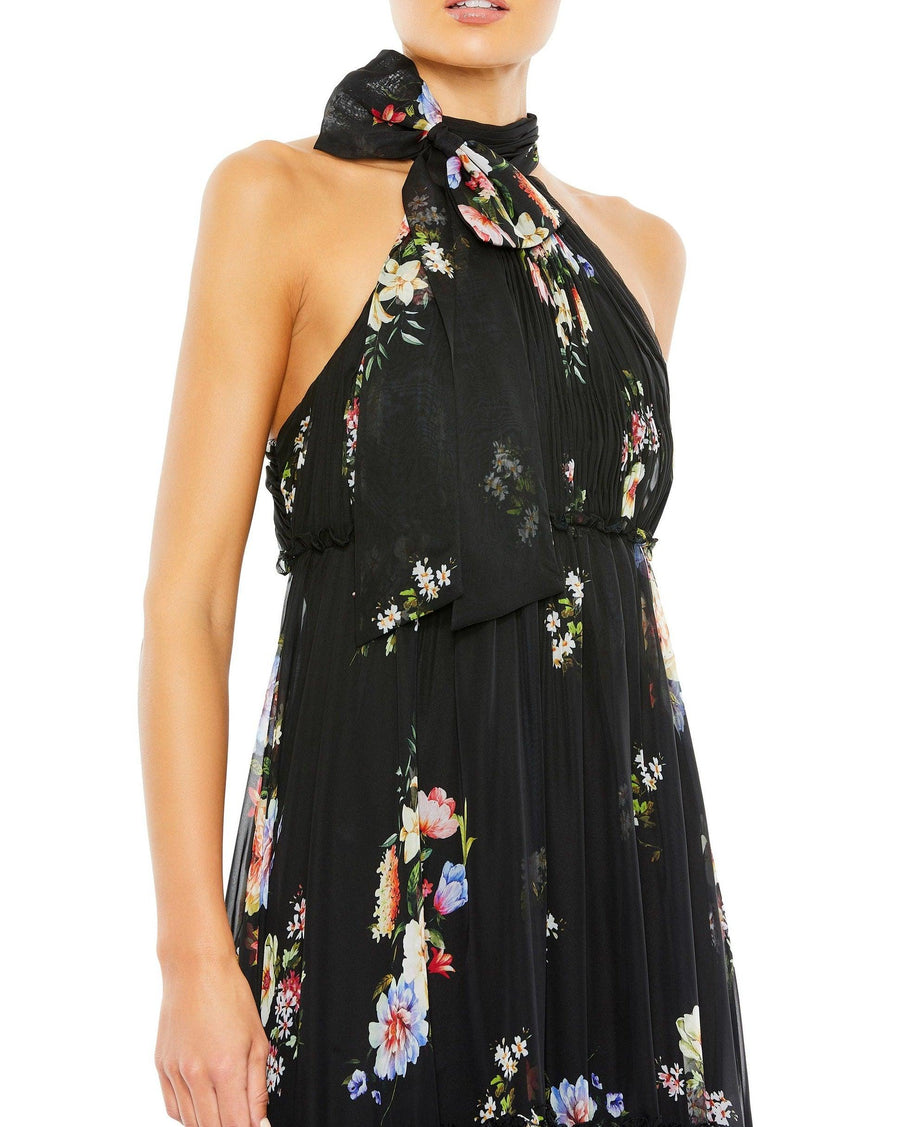 Mac Duggal Long Floral Halter Formal Dress 55814 - The Dress Outlet