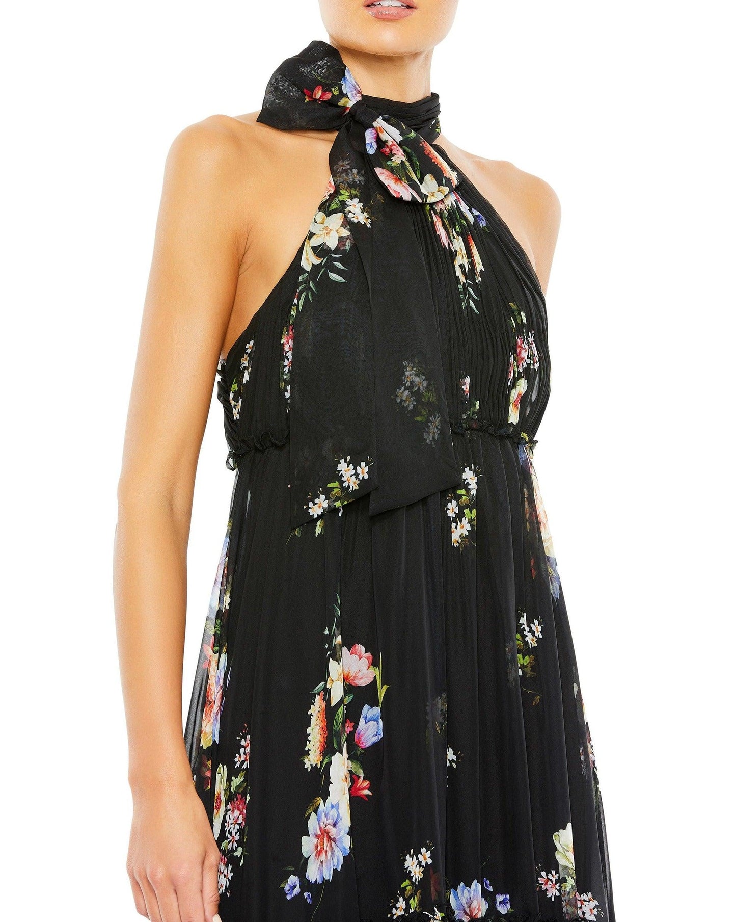 Mac Duggal Long Floral Halter Formal Dress 55814 - The Dress Outlet