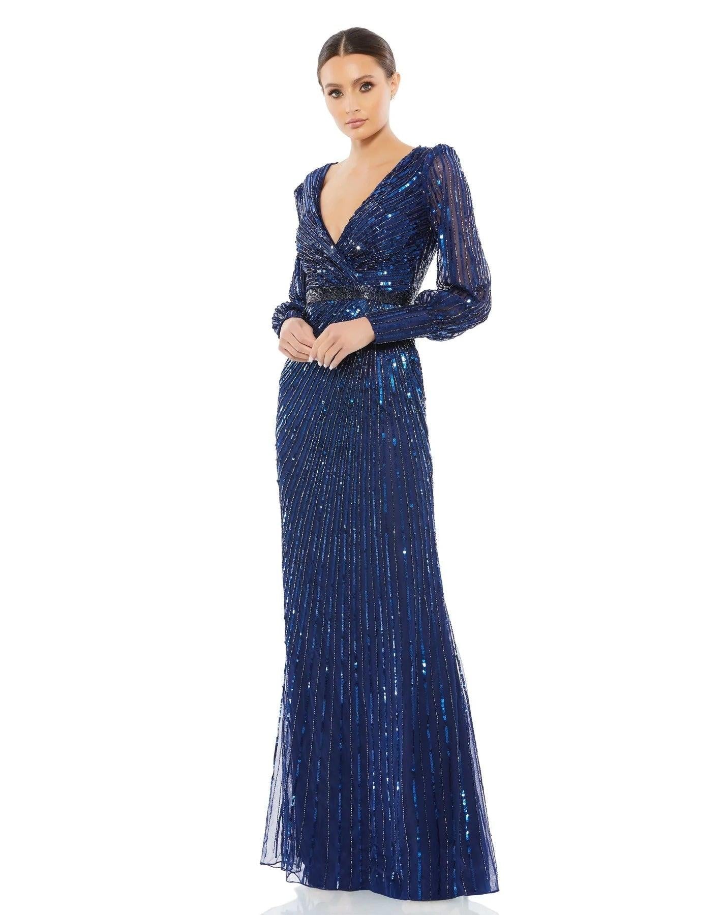 Mac Duggal Long Formal Beaded Evening Dress 5501 - The Dress Outlet