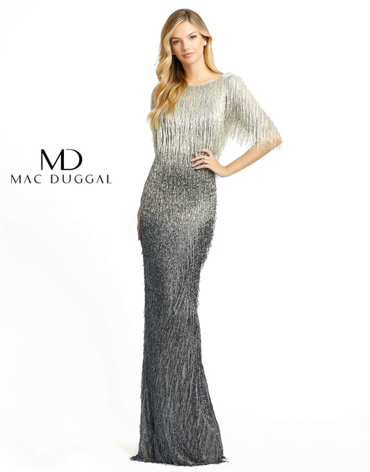 Mac Duggal Long Formal Beaded Evening Sheath Dress - The Dress Outlet