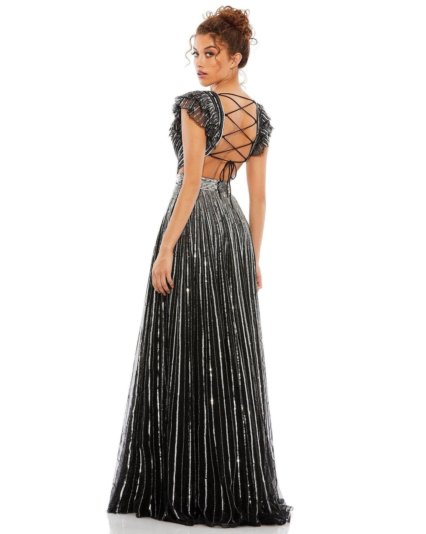 Mac Duggal Long Formal Cap Sleeve Prom Dress 5568 - The Dress Outlet