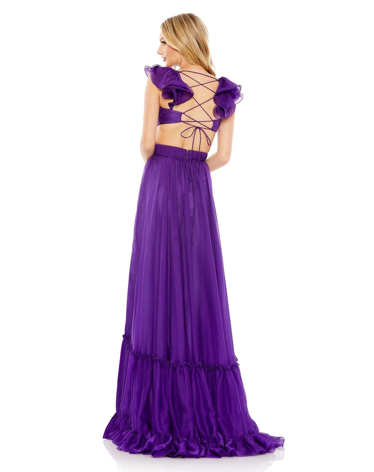 Mac Duggal Long Formal Chiffon Prom Dress 68069 - The Dress Outlet