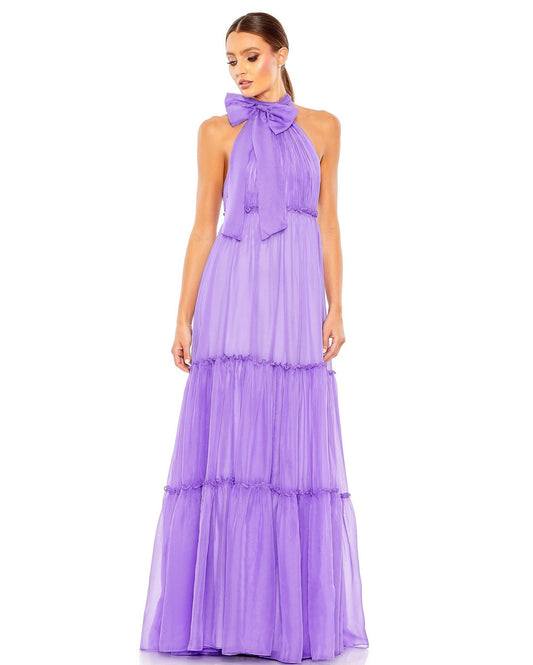 Mac Duggal Long Formal Halter Chiffon Dress 55848 - The Dress Outlet