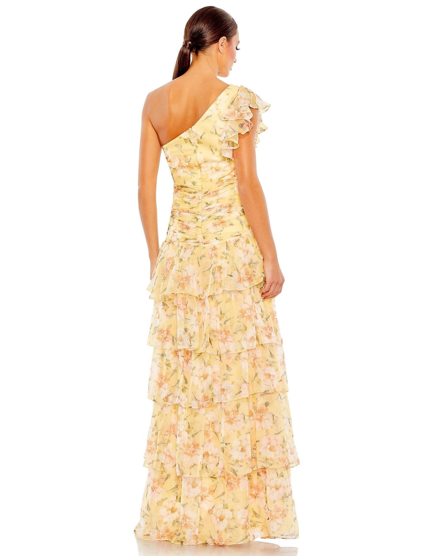 Mac Duggal Long Formal One Shoulder Print Gown 55810 - The Dress Outlet