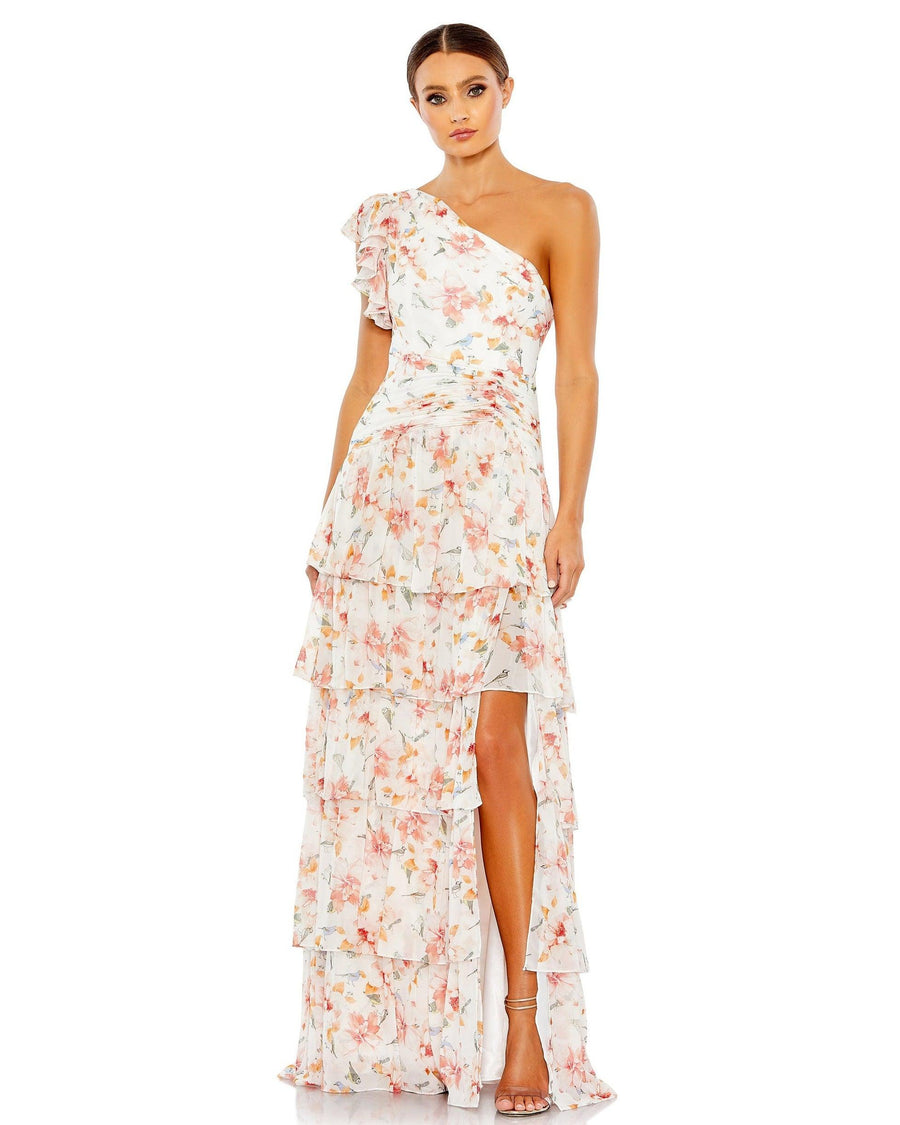 Mac Duggal Long Formal One Shoulder Print Gown 55810 - The Dress Outlet