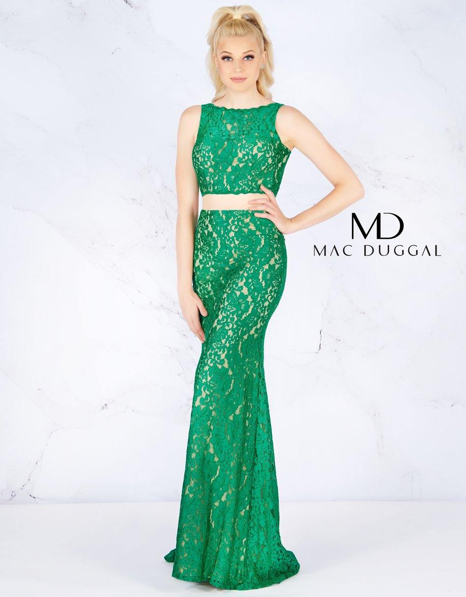 Mac Duggal Long Formal Two Piece Lace Dress 62412 - The Dress Outlet
