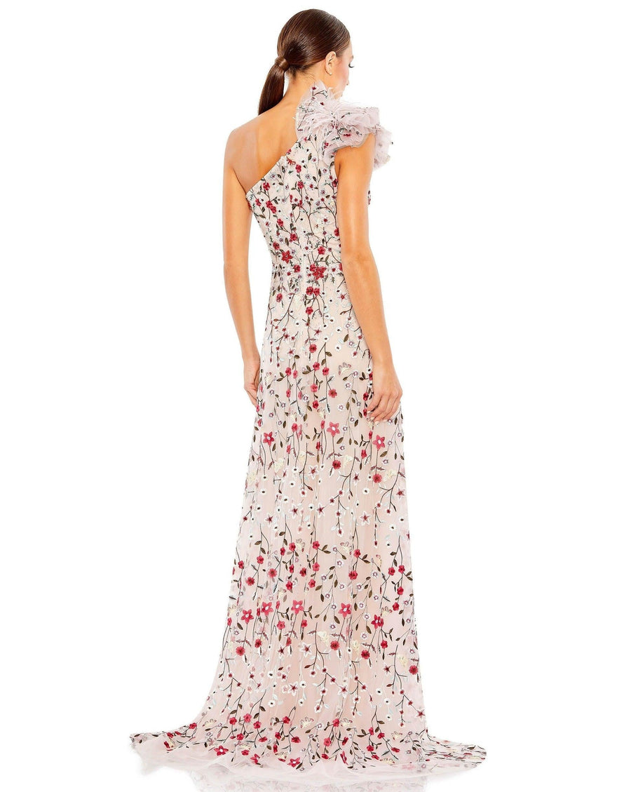 Mac Duggal Long One Shoulder Floral Dress 20331 - The Dress Outlet