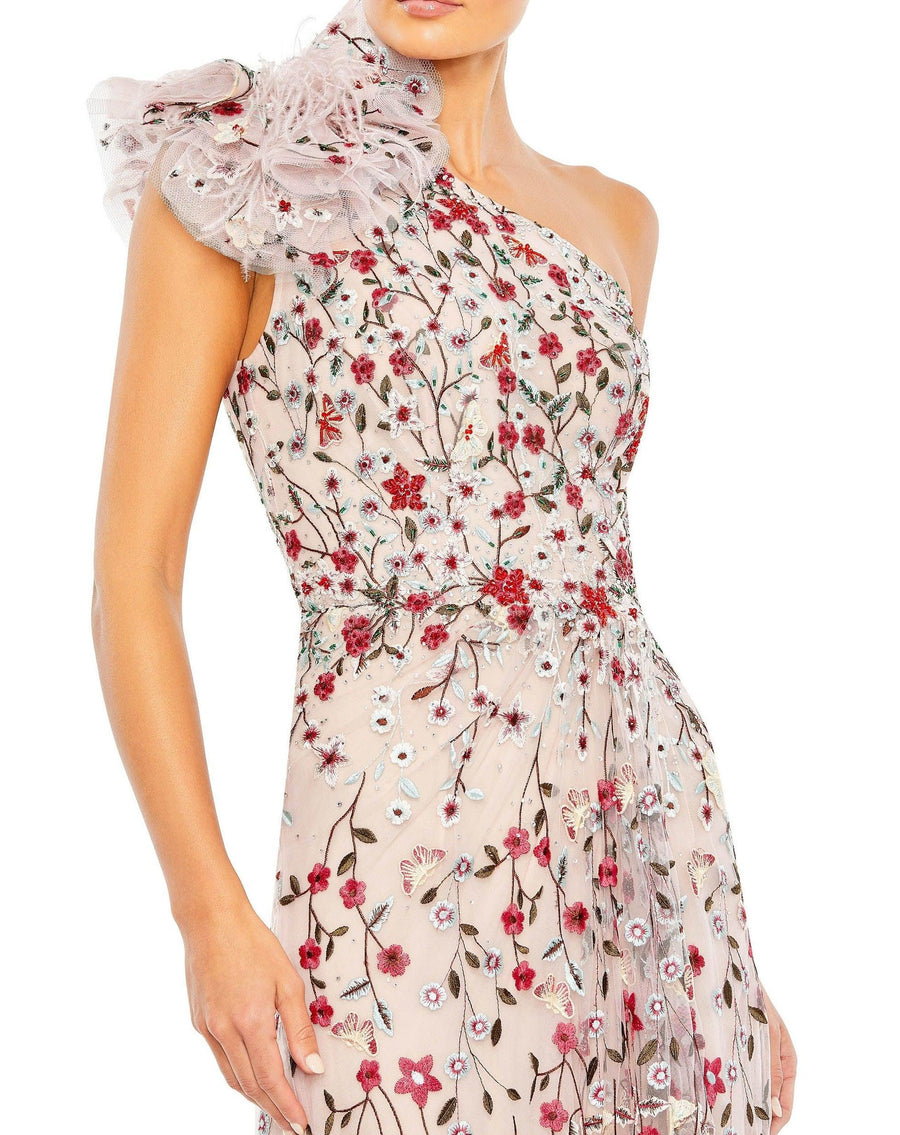 Mac Duggal Long One Shoulder Floral Dress 20331 - The Dress Outlet