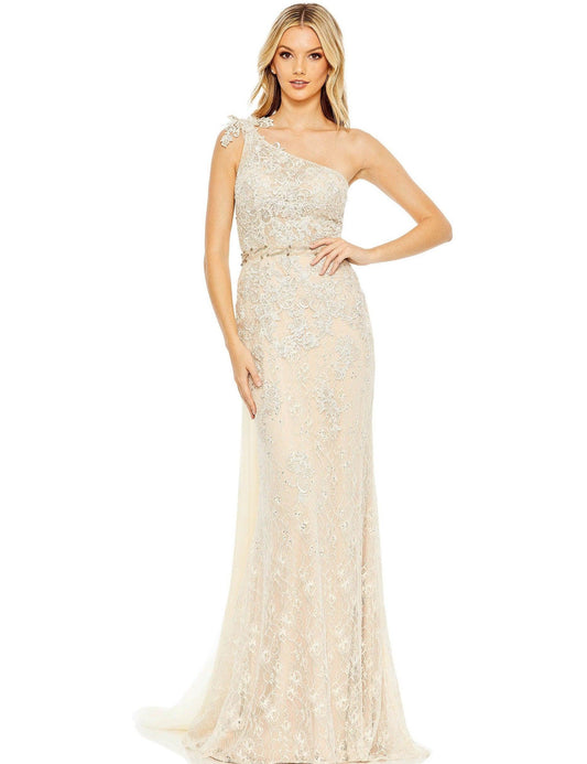 Mac Duggal Long One Shoulder Formal Lace Gown 79315 - The Dress Outlet