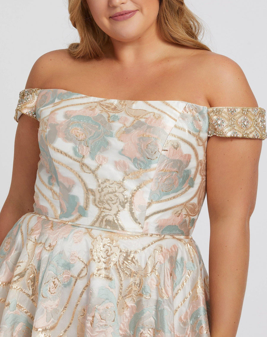 Mac Duggal Long Plus Size Off Shoulder Dress 48983 - The Dress Outlet