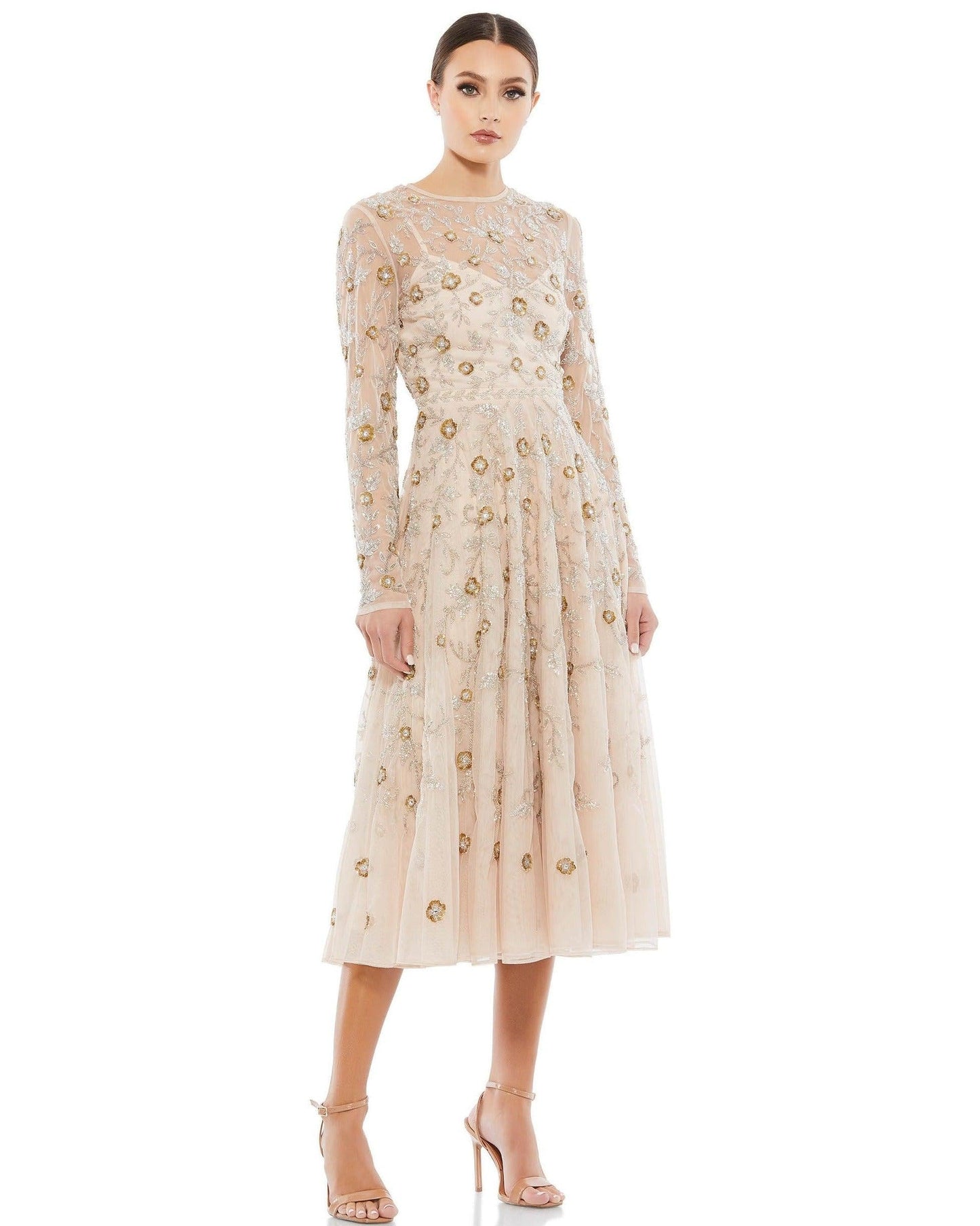 Mac Duggal Long Sleeve Beaded Cocktail Dress 10799 - The Dress Outlet