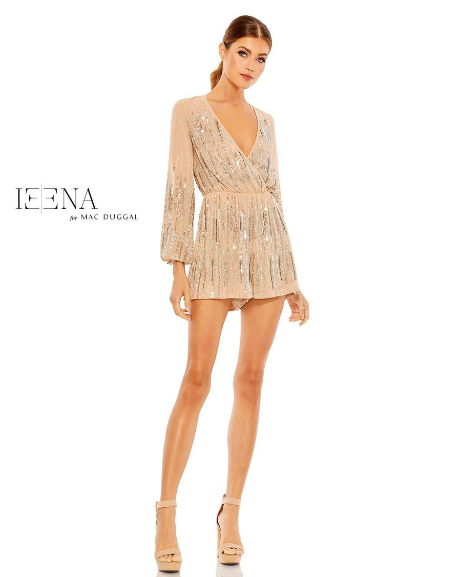 Mac Duggal Long Sleeve Beaded Romper 10563 - The Dress Outlet