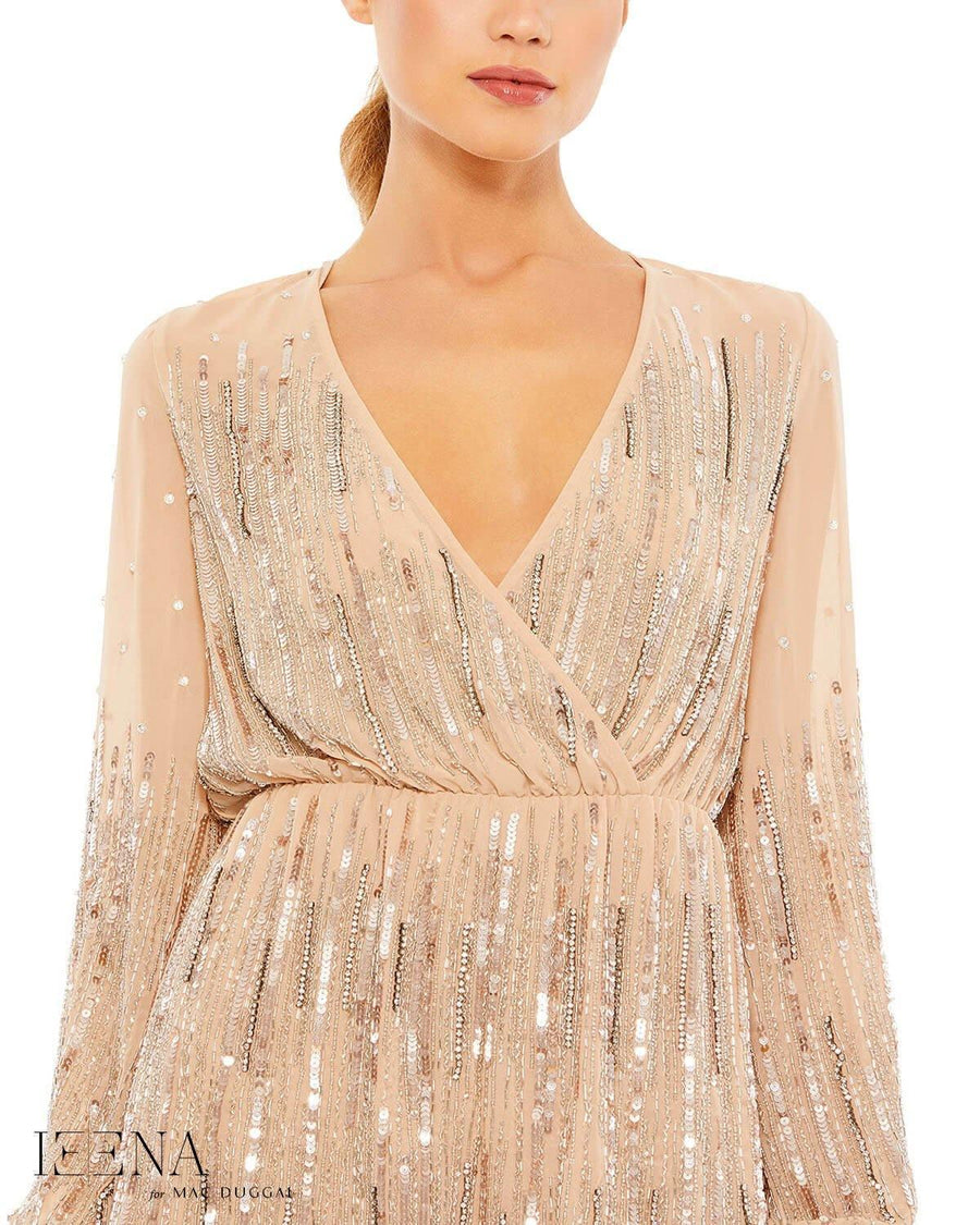 Mac Duggal Long Sleeve Beaded Romper 10563 - The Dress Outlet