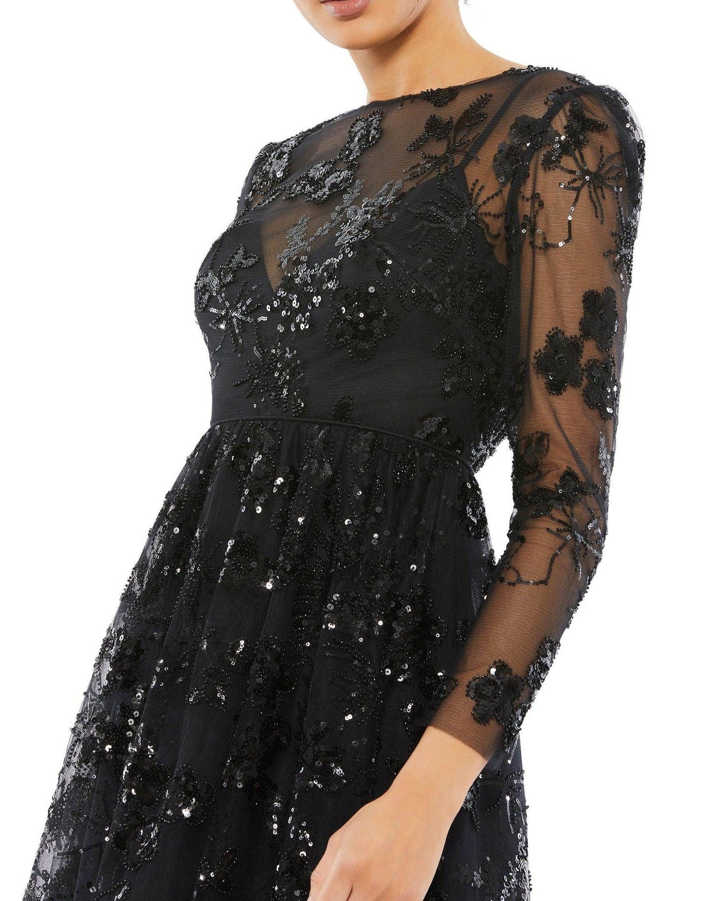 Mac Duggal Long Sleeve Floral Cocktail Dress 67951 - The Dress Outlet