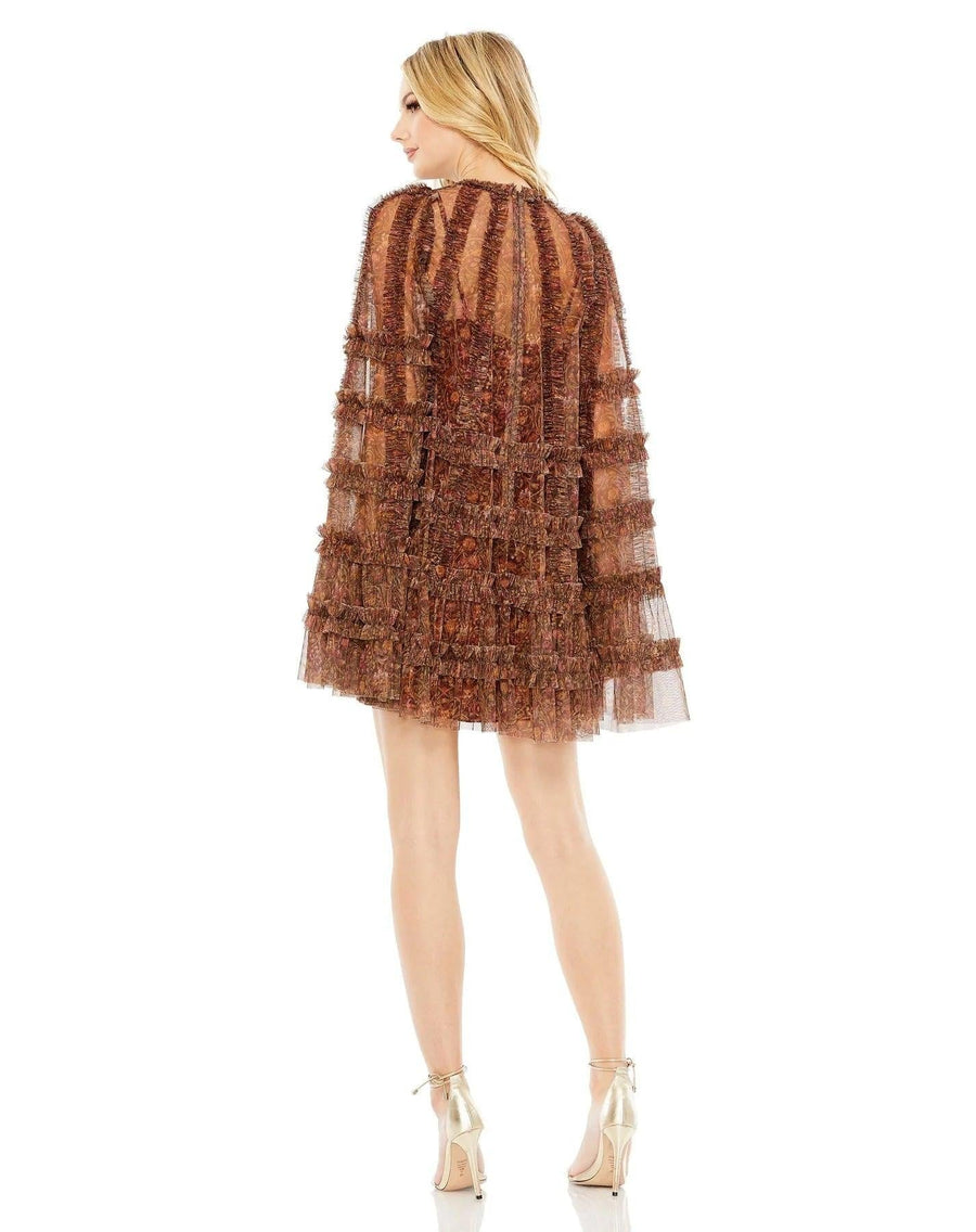 Mac Duggal Long Sleeve Floral Short Dress 8007 - The Dress Outlet