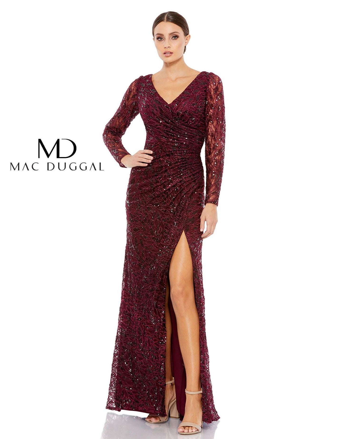 Mac Duggal Long Sleeve Formal Evening Dress 12412 - The Dress Outlet