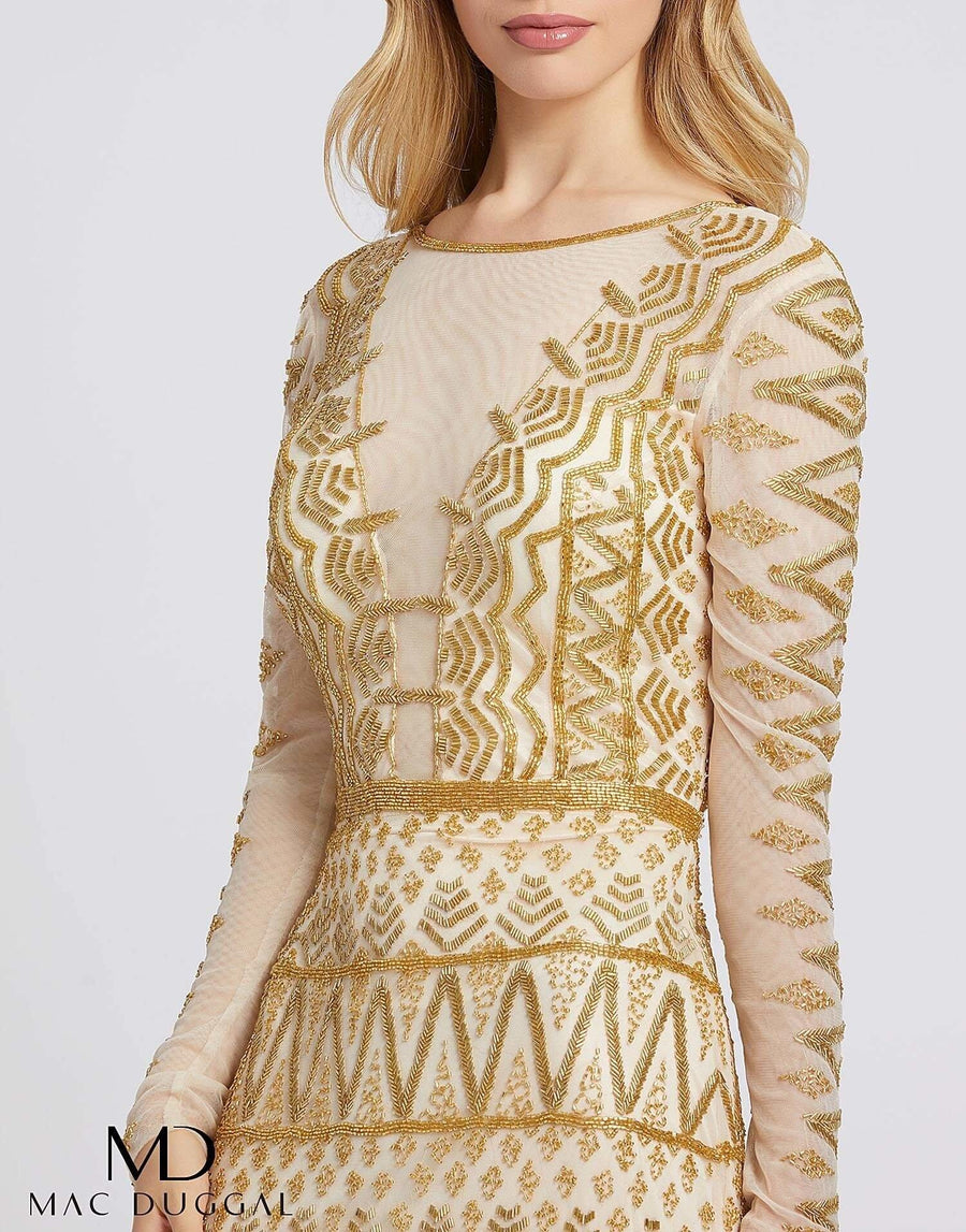 Mac Duggal Long Sleeve Formal Evening Dress 4724A - The Dress Outlet