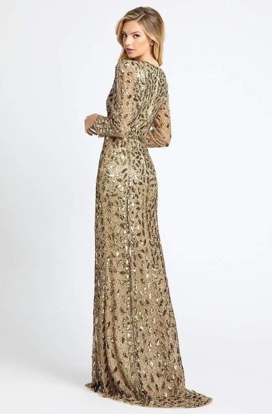 Mac Duggal Long Sleeve Formal Evening Trumpet Dress Antique