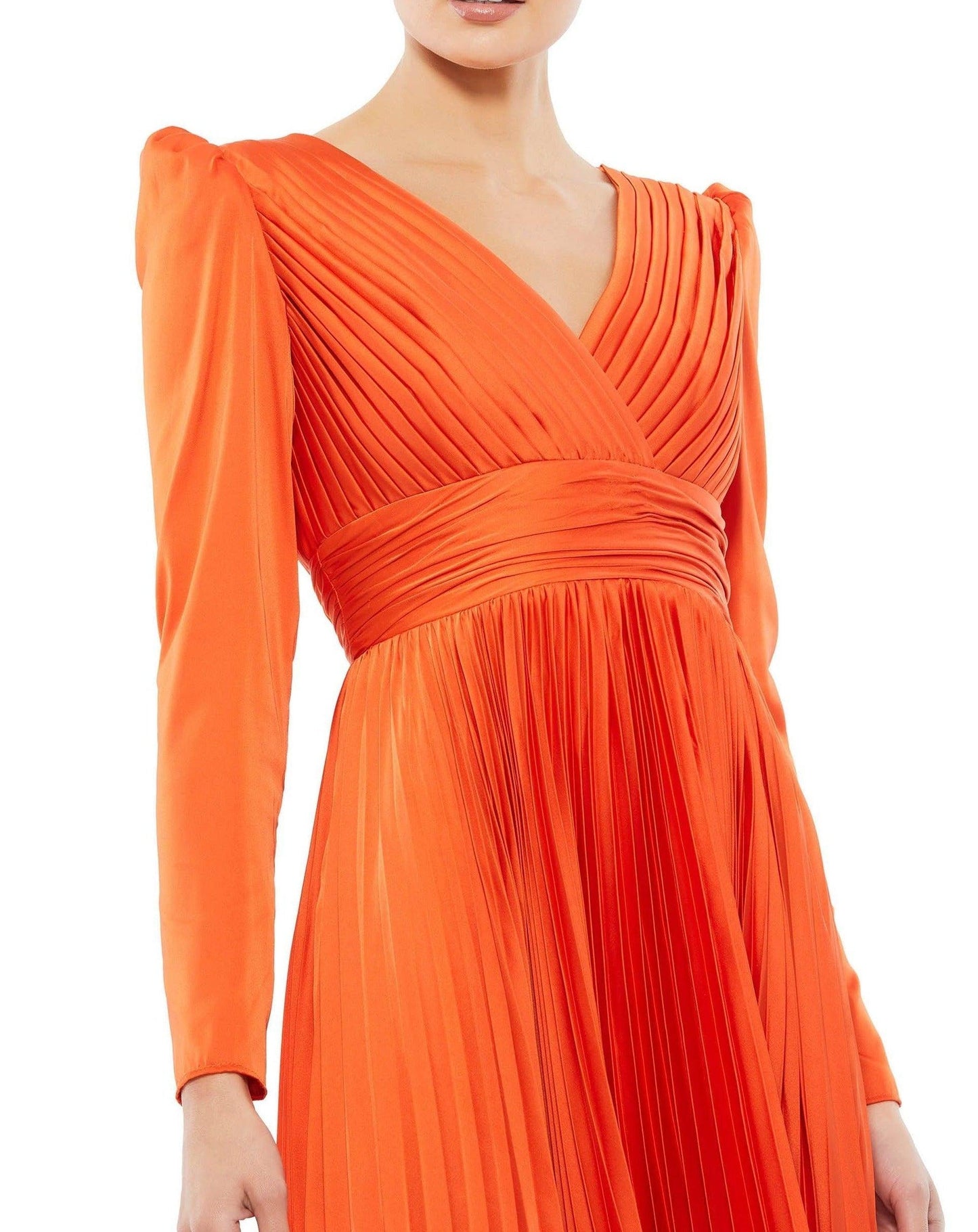 Mac Duggal Long Sleeve Formal Pleated Dress 26542 - The Dress Outlet