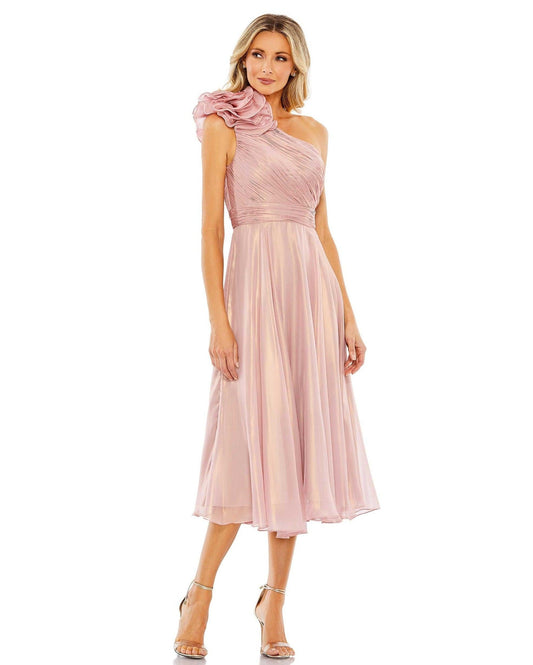 Mac Duggal One Shoulder Tea Length Dress 49661 - The Dress Outlet