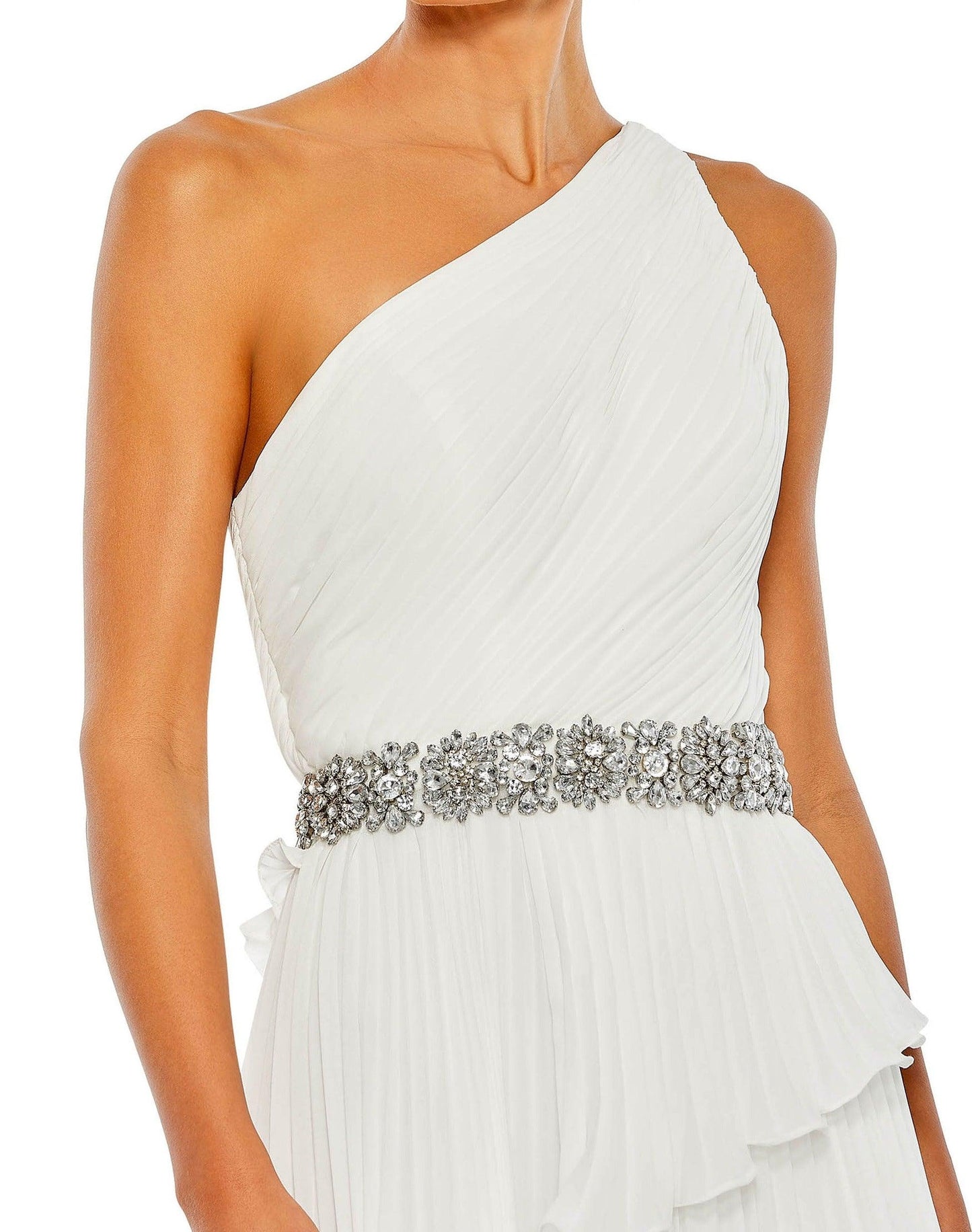 Mac Duggal Pleated One Shoulder High Low Gown 49532 - The Dress Outlet