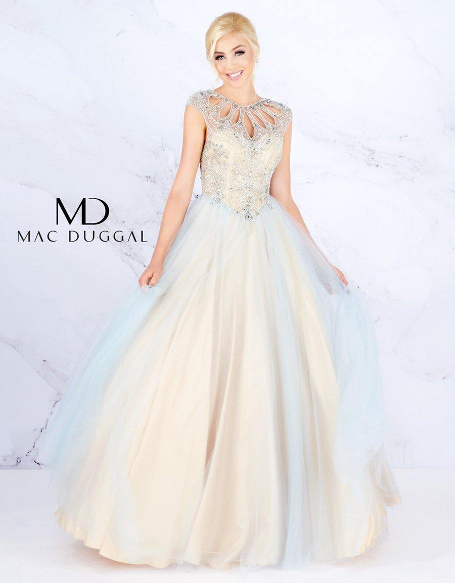 Mac Duggal Prom Long Cap Sleeve Ball Gown 40750H - The Dress Outlet