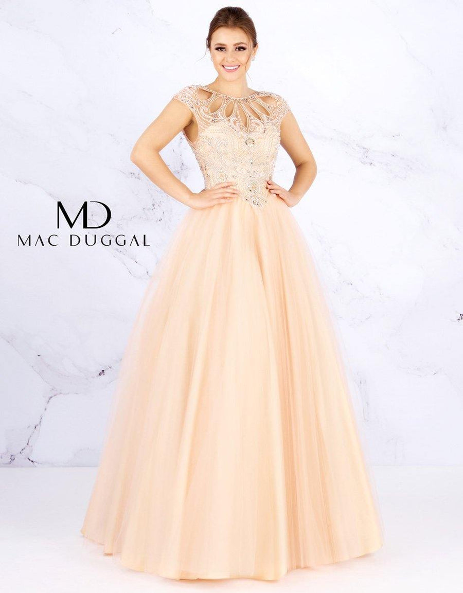 Mac Duggal Prom Long Cap Sleeve Ball Gown 40750H - The Dress Outlet