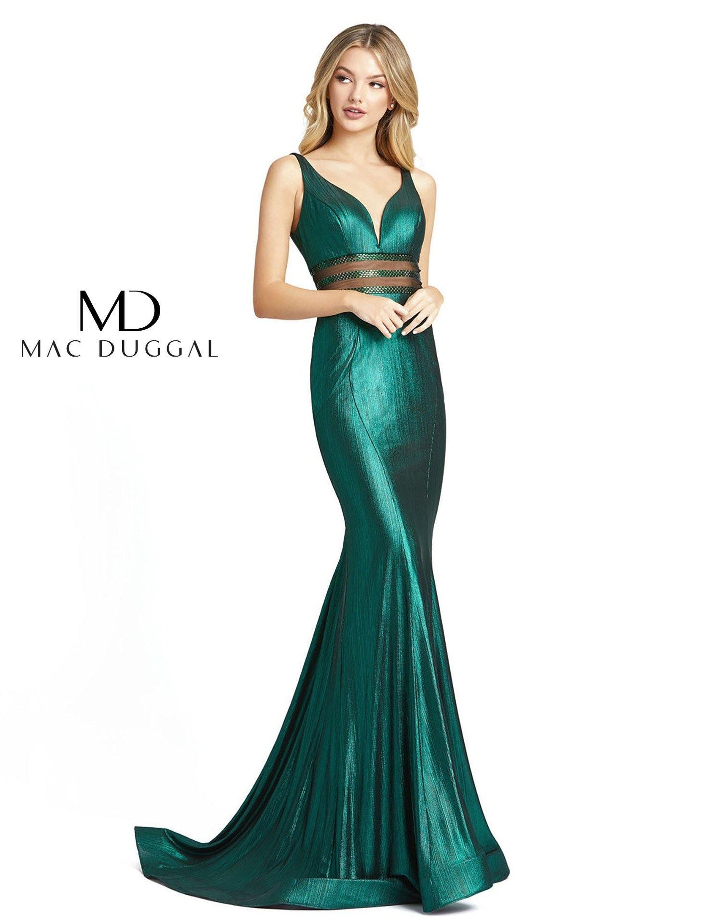 Mac Duggal Prom Long Metallic Mesh Formal Gown 40960 - The Dress Outlet