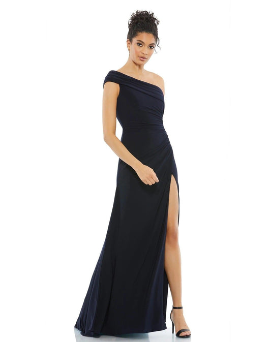 Formal Dresses Prom Long One Shoulder Formal Gown Navy