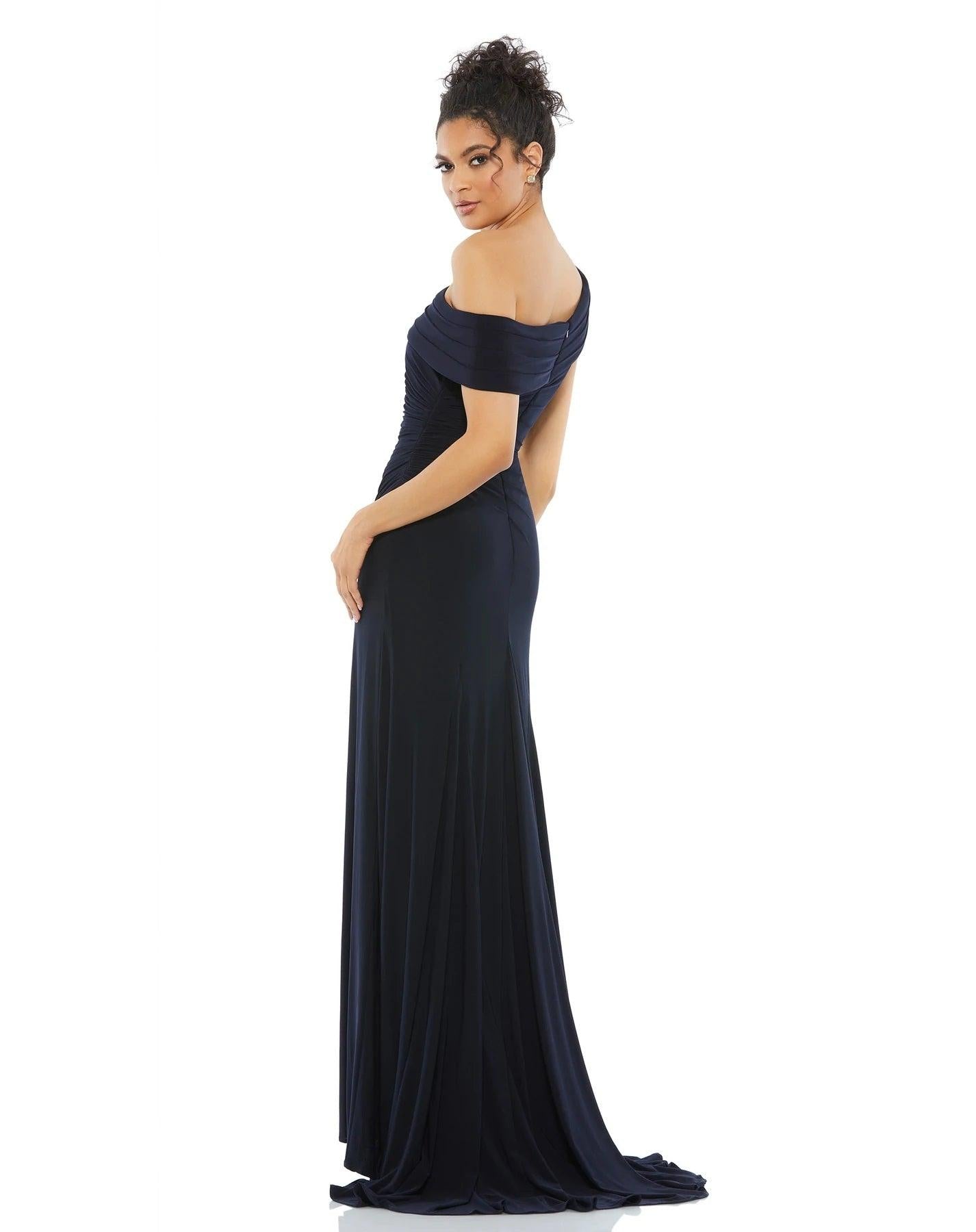 Formal Dresses Prom Long One Shoulder Formal Gown Navy