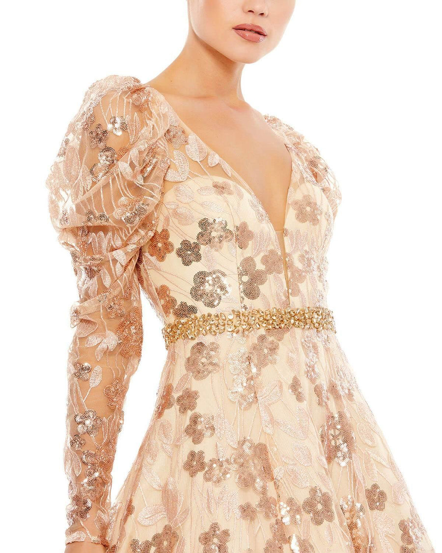 Mac Duggal Prom Long Sleeve Floral Dress 12458 - The Dress Outlet
